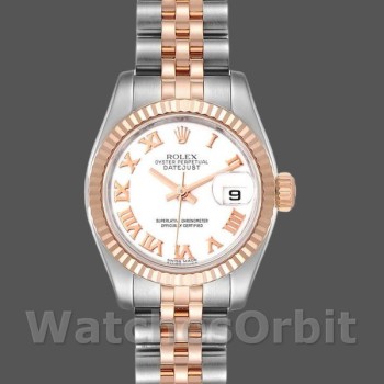 Replica Rolex Datejust 179171 White Roman Numeral Dial Fluted Bezel 26MM Lady Replica Uhr