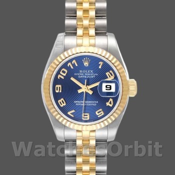 Replica Rolex Datejust 179173 Konzentrischer Kreisblaues Zifferblatt Geriffelte Lünette 26MM Lady Replica Uhr