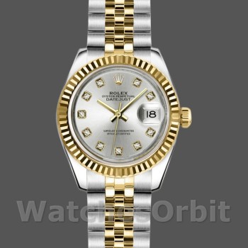 Replica Rolex Datejust 179173 Gray Diamond Dial Fluted Bezel 26MM Lady Replica Uhr