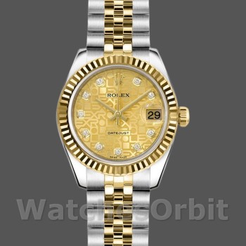 Replica Rolex Datejust 179173 Jubilee Champagne Diamond Dial Fluted Bezel 26MM Lady Replica Uhr
