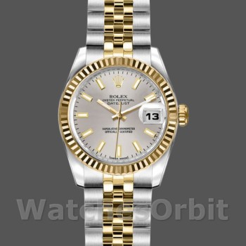 Replica Rolex Datejust 179173 Silver Index Dial Fluted Bezel 26MM Lady Replica Uhr