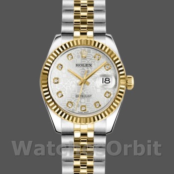 Replica Rolex Datejust 179173 Silver Jubilee Diamond Dial Fluted Bezel 26MM Lady Replica Uhr