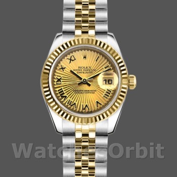 Replica Rolex Datejust 179173 Sunbeam Champagne Dial Fluted Bezel 26MM Lady Replica Uhr