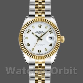 Replica Rolex Datejust 179173 Weiß Arabische Ziffern Zifferblatt Geriffelte Lünette 26MM Lady Replica Uhr