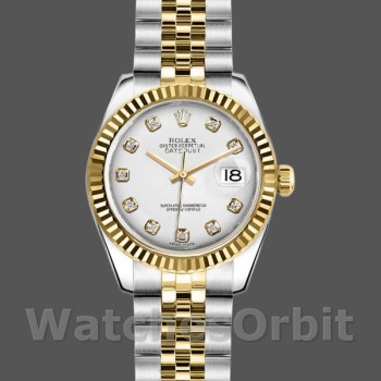 Replica Rolex Datejust 179173 White Diamond Dial Fluted Bezel 26MM Lady Replica Uhr