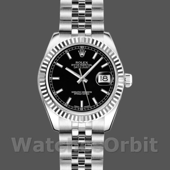 Replica Rolex Datejust 179174 Black Index Dial Fluted Bezel 26MM Lady Replica Uhr