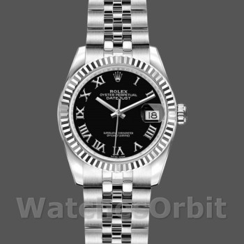 Replica Rolex Datejust 179174 Black Roman Dial Fluted Bezel 26MM Lady Replica Uhr