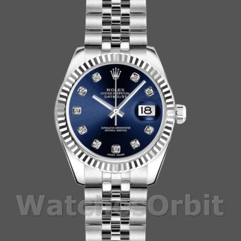 Replica Rolex Datejust 179174 Blue Diamond Dial Fluted Bezel 26MM Lady Replica Uhr