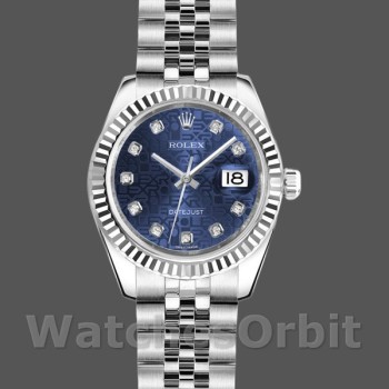 Replica Rolex Datejust 179174 Jubilee Blue Diamond Dial Fluted Bezel 26MM Lady Replica Uhr