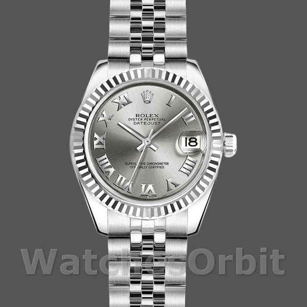 Replica Rolex Datejust 179174 Rhodium Grey Dial Fluted Bezel 26MM Lady Replica Uhr Exklusive Damen Replica Uhr kaufen