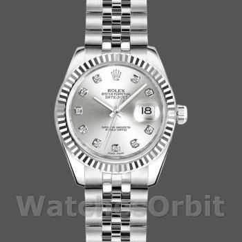 Replica Rolex Datejust 179174 Silber Diamant Zifferblatt Geriffelte Lünette 26MM Lady Replica Uhr