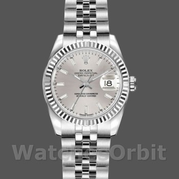 Replica Rolex Datejust 179174 Silber Index Zifferblatt Geriffelte Lünette 26MM Lady Replica Uhr