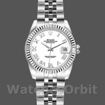 Replica Rolex Datejust 179174 White Roman Dial Fluted Bezel 26MM Lady Replica Uhr