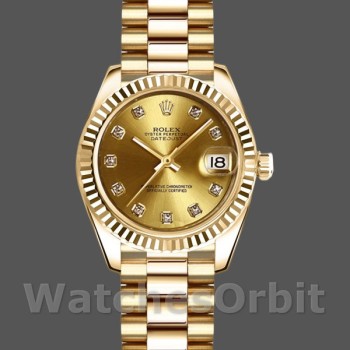 Replica Rolex Datejust 179178 Champagne Diamonds Dial Yellow Gold 26MM Lady Replica Uhr