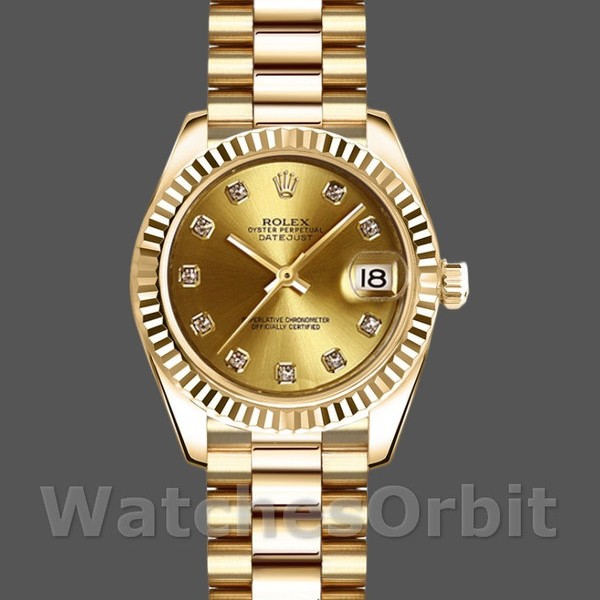Replica Rolex Datejust 179178 Champagne Diamonds Dial Yellow Gold 26MM Lady Replica Uhr Exklusive Damen Replica Uhr kaufen