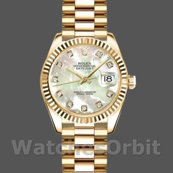 Replica Rolex Datejust 179178 Mother of Pearl Diamonds Dial Gelbgold 26MM Lady Replica Uhr