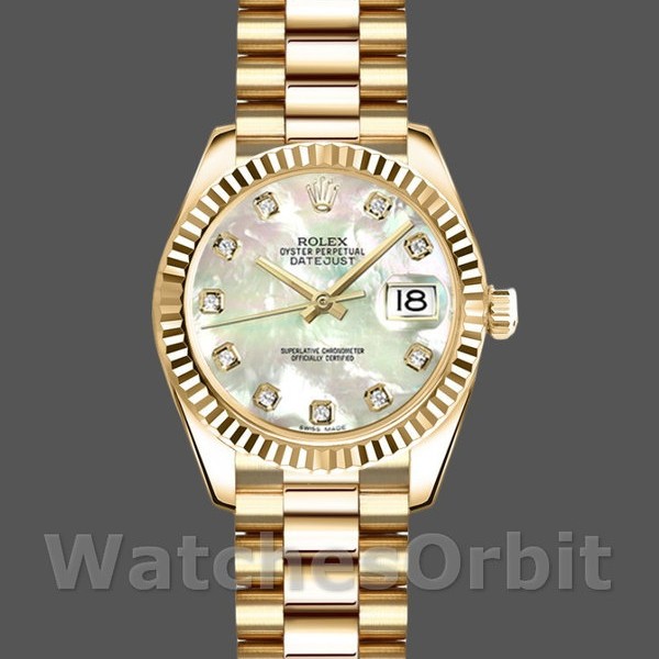 Replica Rolex Datejust 179178 Mother of Pearl Diamonds Dial Gelbgold 26MM Lady Replica Uhr Exklusive Damen Replica Uhr kaufen
