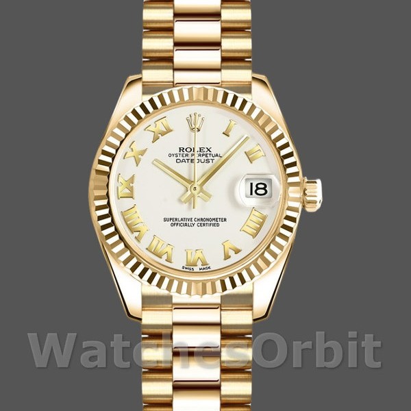 Replica Rolex Datejust 179178 White Roman Dial Gelbgold 26MM Lady Replica Uhr Exklusive Damen Replica Uhr kaufen