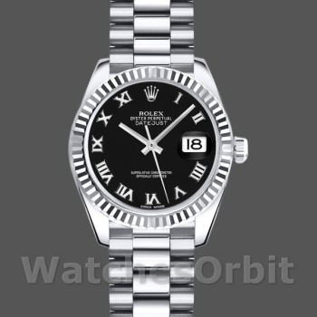 Replica Rolex Datejust 179179 Black Roman Numeral Dial Fluted Bezel 26MM Lady Replica Uhr