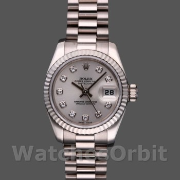Replica Rolex Datejust 179179 Silber Diamant Zifferblatt Geriffelte Lünette 26MM Lady Replica Uhr