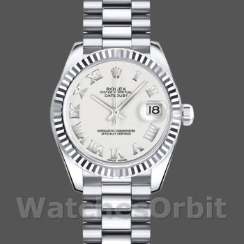 Replica Rolex Datejust 179179 White Roman Numeral Dial Fluted Bezel 26MM Lady Replica Uhr