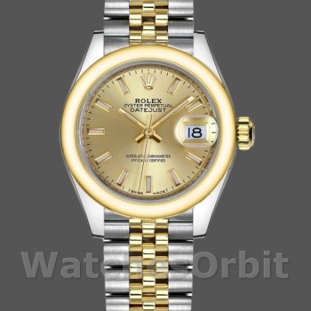 Replica Rolex Datejust 279163 Champagner Index Zifferblatt Domed Lünette 28mm Lady Replica Uhr