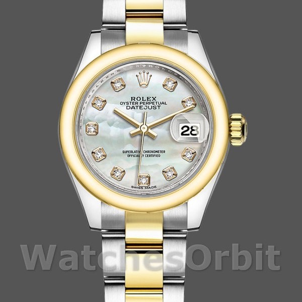 Replica Rolex Datejust 279163 Mother of Pearl Diamond Dial Domed Bezel 28mm Lady Replica Uhr Stilvolles Accessoire