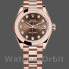 Replica Rolex Datejust 279165 Chocolate Brown Dial Diamond Domed Bezel 28mm Lady Replica Uhr Feminine Ausstrahlung
