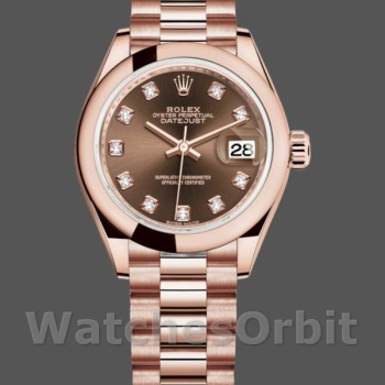 Replica Rolex Datejust 279165 Chocolate Brown Dial Diamond Domed Bezel 28mm Lady Replica Uhr