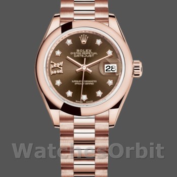 Replica Rolex Datejust 279165 Chocolate Brown Diamonds Dial Domed Bezel 28mm Lady Replica Uhr