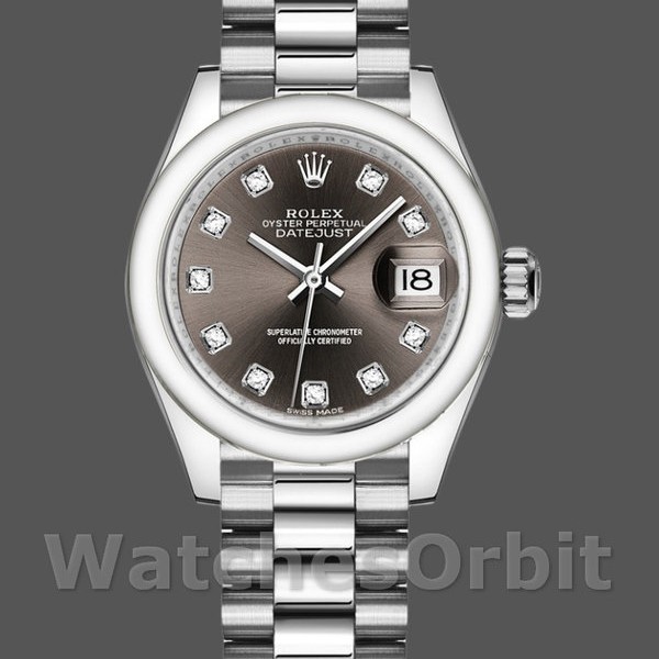 Replica Rolex Datejust 279166 Dark Grey Diamond Dial Domed Bezel 28mm Lady Replica Uhr Stilvolles Accessoire