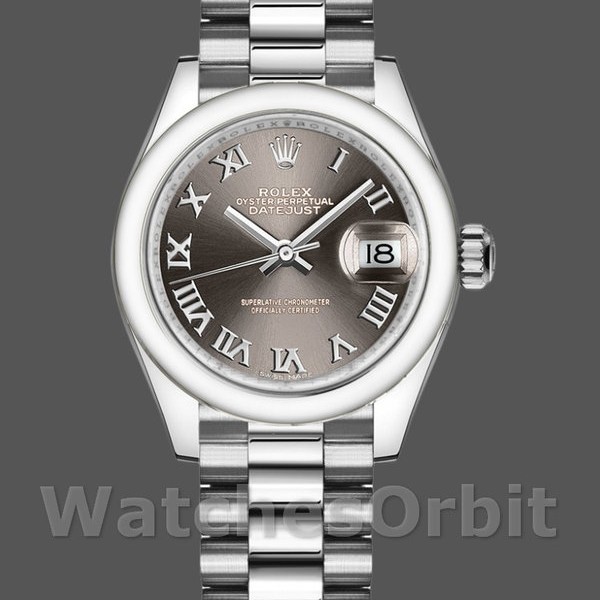Replica Rolex Datejust 279166 Dark Grey Roman Numeral Dial Domed Bezel 28mm Lady Replica Uhr Zeitlose Schönheit