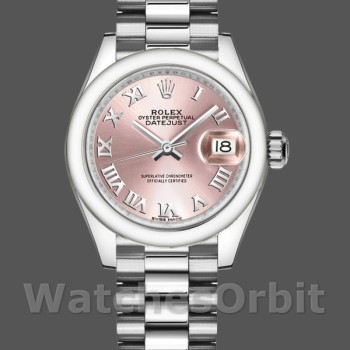 Replica Rolex Datejust 279166 Pink Roman Numeral Dial Domed Bezel 28mm Lady Replica Uhr