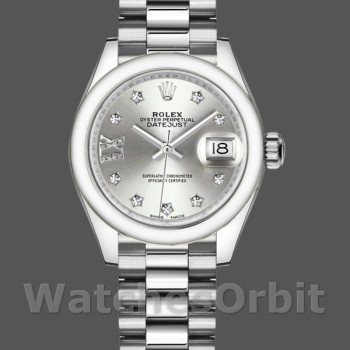 Replica Rolex Datejust 279166 Silber Zifferblatt Diamant Domed Lünette 28mm Lady Replica Uhr
