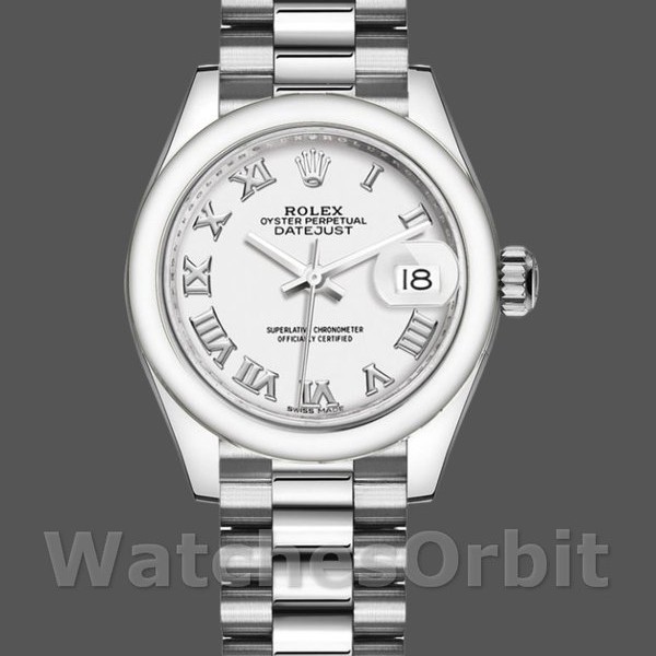 Replica Rolex Datejust 279166 Weißes römisches Zifferblatt mit gewölbter Lünette 28mm Lady Replica Uhr Ideal für Damen