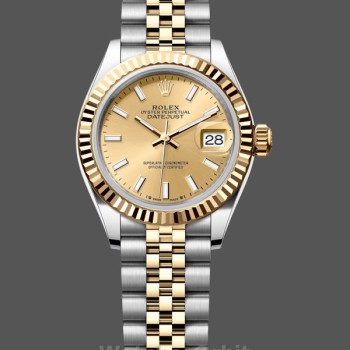 Replica Rolex Datejust 279173 Champagner Index Zifferblatt Geriffelte Lünette 28mm Lady Replica Uhr