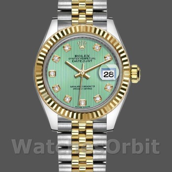 Replica Rolex Datejust 279173 Green Diamond Dial Fluted Bezel 28mm Lady Replica Uhr