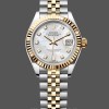 Replica Rolex Datejust 279173 Mother Of Pearl Diamond Dial Fluted Bezel 28mm Lady Replica Uhr Elegante Materialien