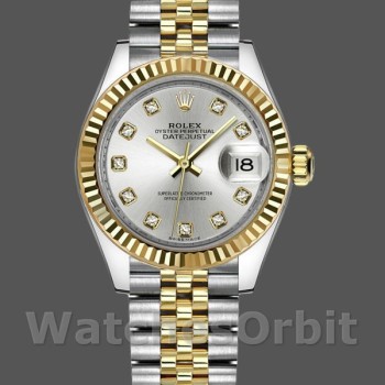 Replica Rolex Datejust 279173 Silber Diamant Zifferblatt geriffelte Lünette 28mm Lady Replica Uhr