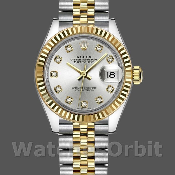 Replica Rolex Datejust 279173 Silber Diamant Zifferblatt geriffelte Lünette 28mm Lady Replica Uhr Schweizer Präzision