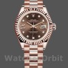 Replica Rolex Datejust 279175 Chocolate Diamond Mark Fluted Bezel 28mm Lady Replica Uhr Modebewusste Damen