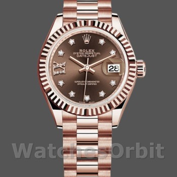 Replica Rolex Datejust 279175 Chocolate Diamond Mark Fluted Bezel 28mm Lady Replica Uhr