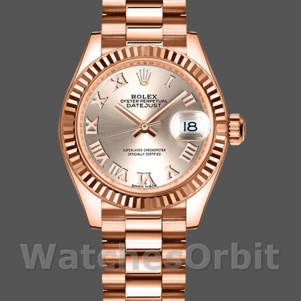 Replica Rolex Datejust 279175 Sundust Roman Numeral Dial Fluted Bezel 28mm Lady Replica Uhr Zarte Verarbeitung
