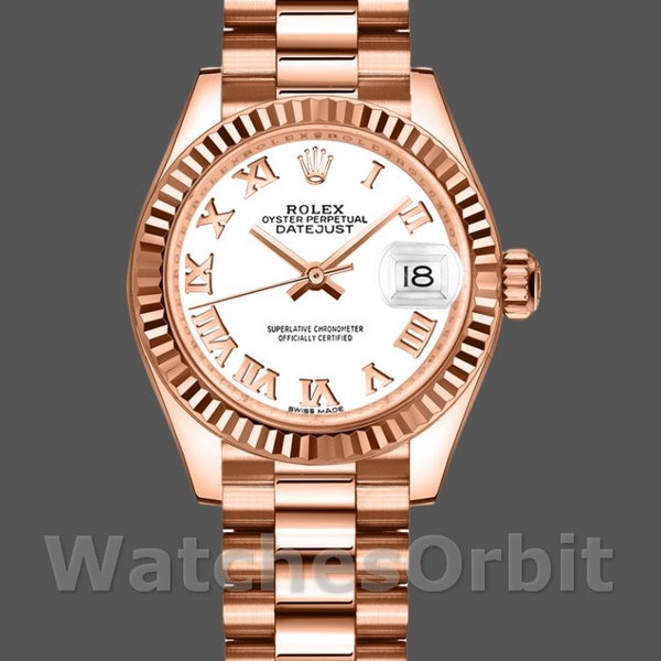 Replica Rolex Datejust 279175 White Roman Numeral Dial Fluted Bezel 28mm Lady Replica Uhr Schweizer Präzision