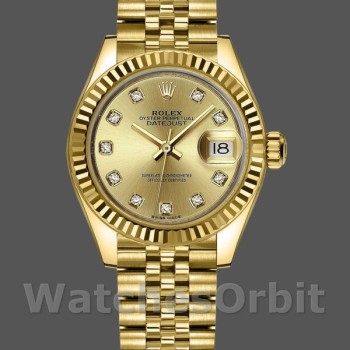 Replica Rolex Datejust 279178 Champagner Diamant Zifferblatt Gelbgold 28mm Lady Replica Uhr