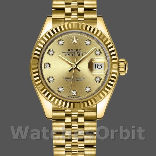 Replica Rolex Datejust 279178 Champagner Diamant Zifferblatt Gelbgold 28mm Lady Replica Uhr Exklusives Design