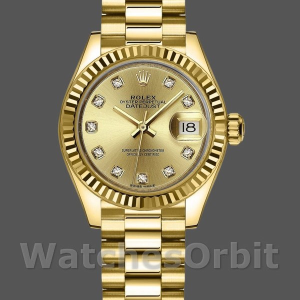 Replica Rolex Datejust 279178 Champagner Fluted Lünette 28mm Lady Replica Uhr Modebewusste Damen