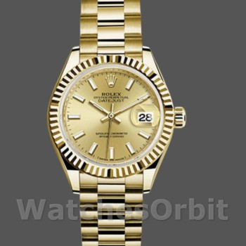 Replica Rolex Datejust 279178 Champagner Index Zifferblatt Geriffelte Lünette 28mm Lady Replica Uhr
