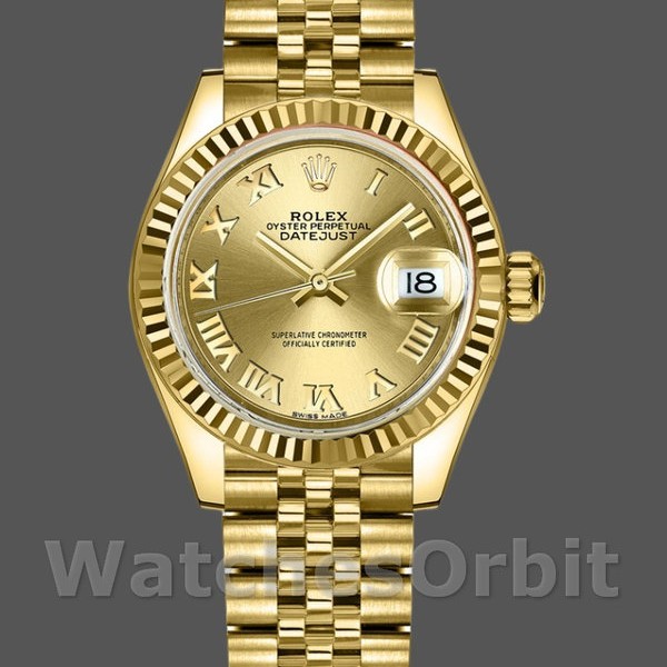 Replica Rolex Datejust 279178 Champagne Roman Dial Yellow Gold 28mm Lady Replica Uhr Luxuriöser Stil
