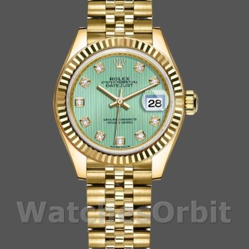 Replica Rolex Datejust 279178 Mint Green Diamond Dial Yellow Gold 28mm Lady Replica Uhr